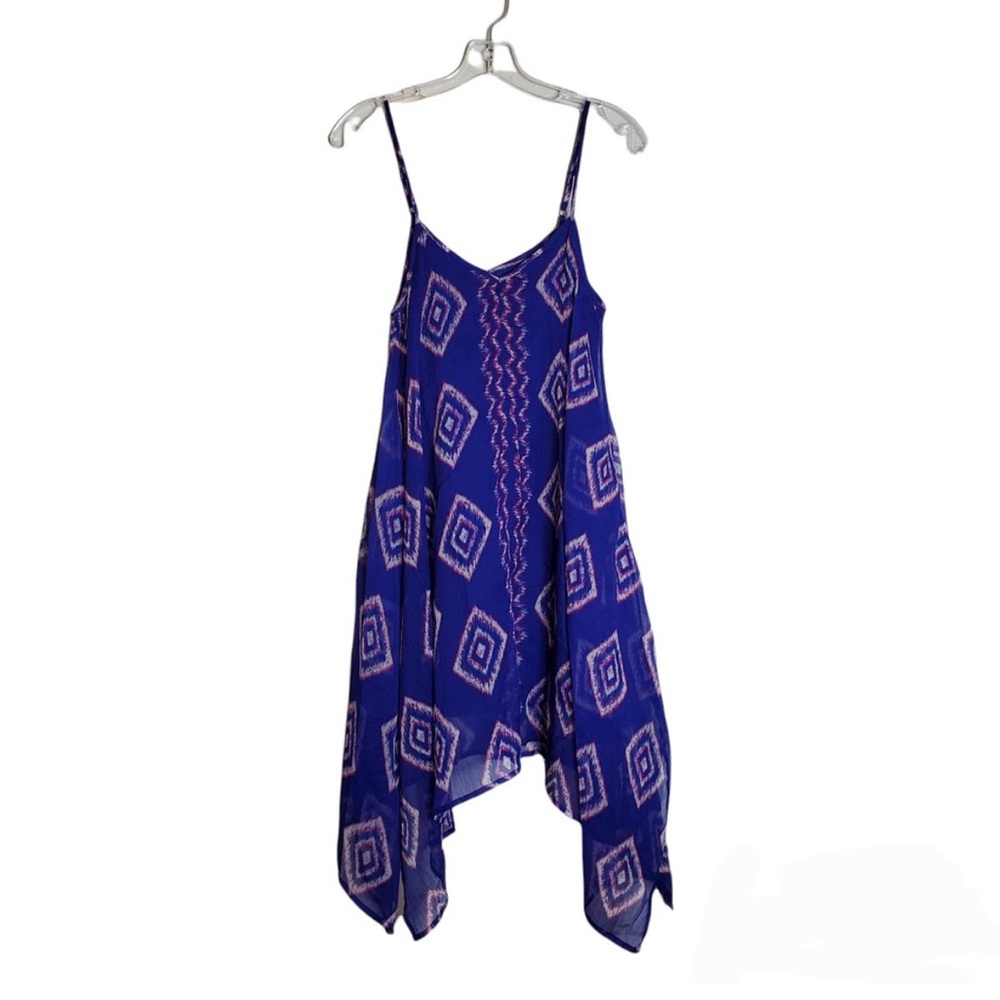 Billabong Sleeveless Asymmetric Trapeze Hem Midi Summer Dress Size Small Blue